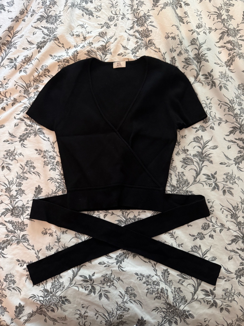 Aritzia Black Wrap Crop Top